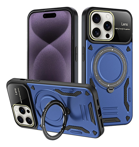 Funda Para La Serie Samsung, Funda Protectora Con Atracción Magnética, Soporte Circular De 360° Con Protector De Pantalla, Color Azul