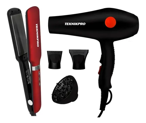 Kit Planchita De Pelo Red Passion Secador Teknikpro