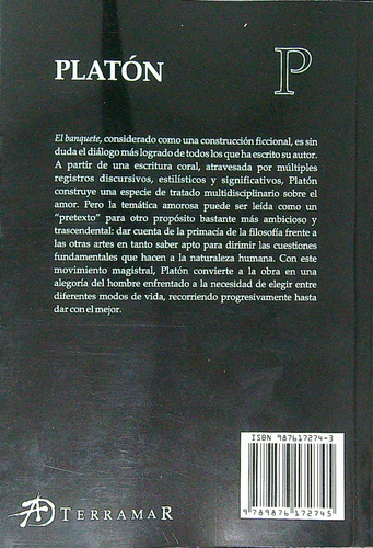 Libro El Banquete - Platon, de Platón. Editorial Terramar, tapa blanda en español, 2000