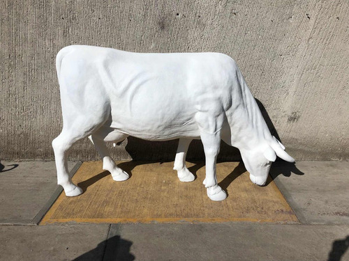 Animales Disecados 100% Artificiales Vaca Fibra De Vidrio Blanco