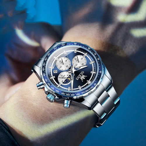 Reloj De Acero Inoxidable 2945 Chronograph Luminous Para Hom
