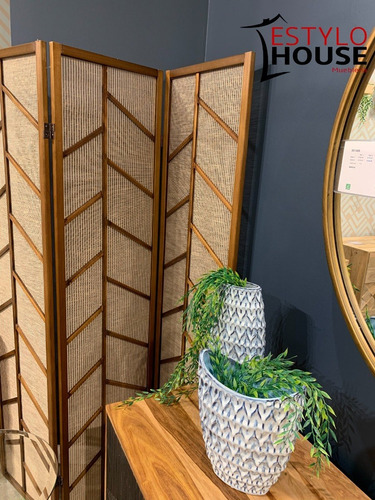 Imagen 4 de 7 de Biombo Decorativo De Madera, 3 Paneles Diseño De Ramas
