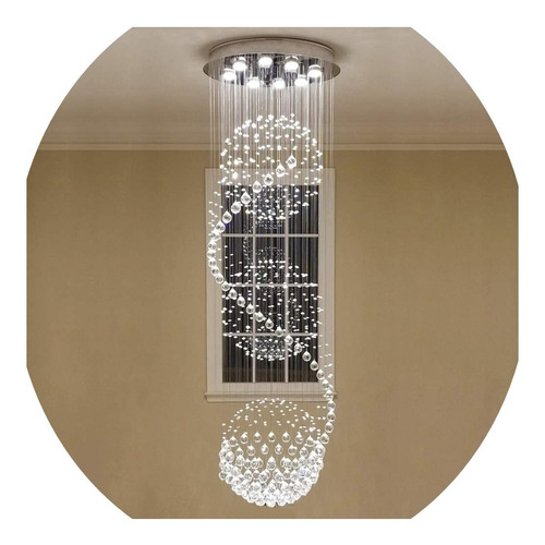 Lustre Cristal 3 Globos 60cm Partir 3 A 3,5 Metros Lâmpadas