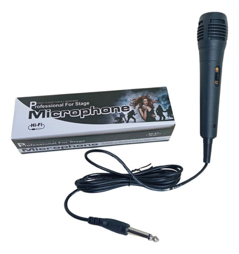 Microfono Dinamico Con Cable Estudio Pc Karaoke Color Negro