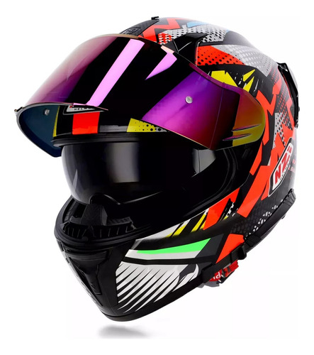 Casco Moto Integral Nzi Go Rider Doble Visor Multicolor Go Rider Stream Sao L