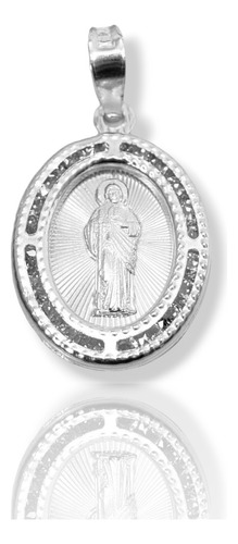 Medalla De San Judas Con Circonias Incrustadas En Plata .925