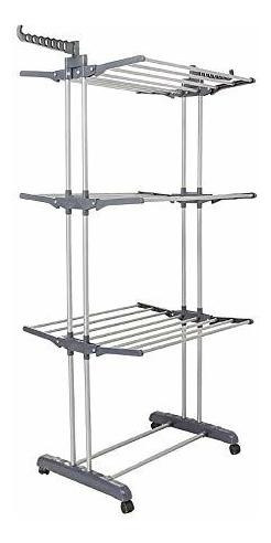 Tendedero De Ropa Bigzzia, Perchero Plegable De 3 Niveles, P