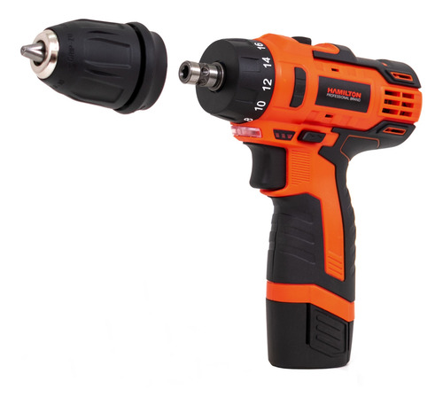 Imagen 2 de 7 de Taladro Atornillador Inalámbrico De 10mm Hamilton Ult125 + Accesorios Con Maletín De Transporte 12v