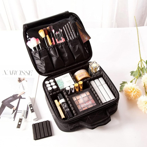 Maletin De Maquillaje Multifuncional Divisiones Portátil Neg