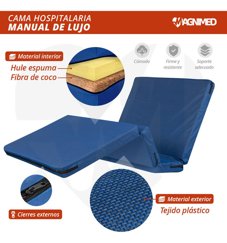 Cama Hospitalaria Manual C/ Porta Suero, Colchón Y Mesa