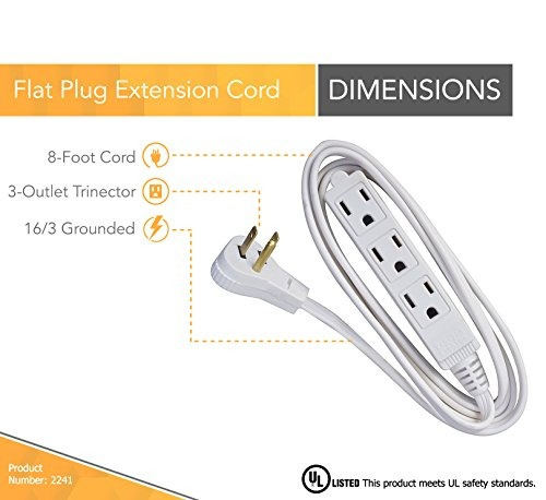 Slimline 2241 Cable De Extension De Enchufe Plano, 3 Hilos,
