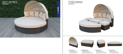 Sillón Camastro Rattan Sintético 5 Pzas Estructura Aluminio