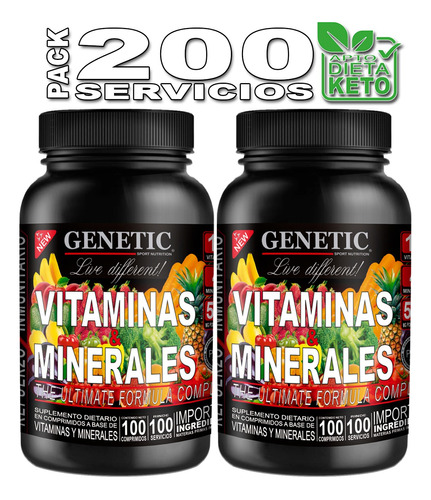 200 Tab Vitaminas Minerales Salud Defensas Bienestar Genetic