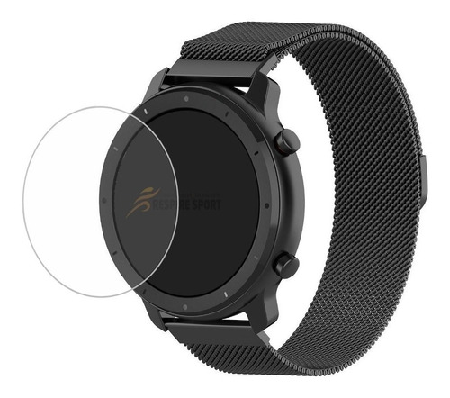 Pulseira Amazfit Gtr 47mm E Pelicula De Vidro Temperado Cor Preto Largura 22 mm