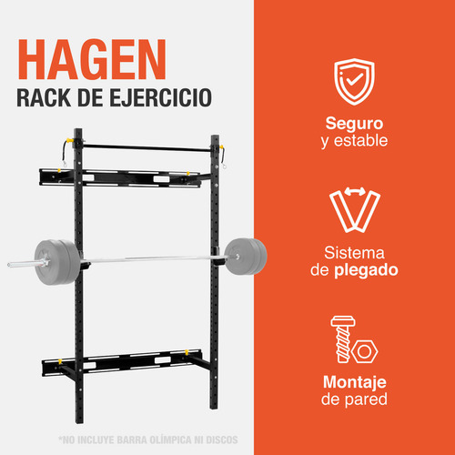 Rack Para Pared Gimnasio Multifuncional Para Pesas Altera Hagen Tapizado Negro