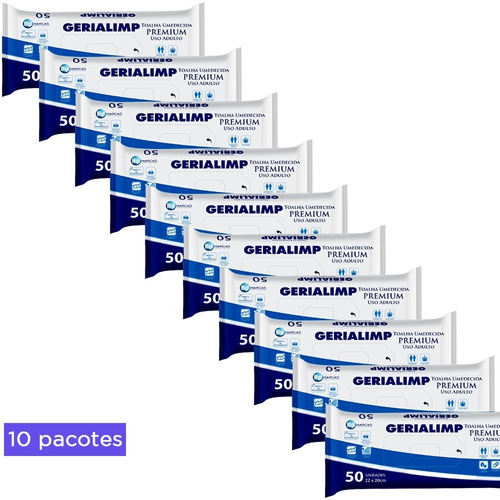 Lenço Umedecido Geriátrico Adulto Premium 500 Unidades