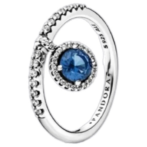 Anillo Pandora Colgante Brillante Azul Talla 50=5