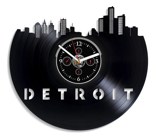Kovides Detroit City Reloj De Pared Vintage Disco De Vinilo 