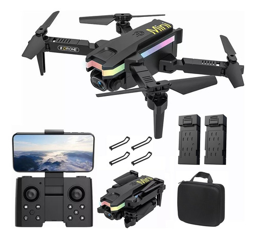 Mini drone Gadnic XT8 2.4G com câmera 2K audífonos preto 2 baterias