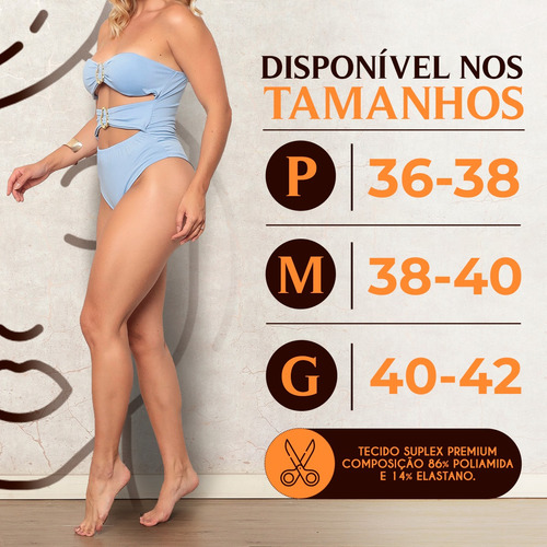 Body Slim Tomara Que Caia Com Bojo Verão Tendência Azul-claro G (40/42)