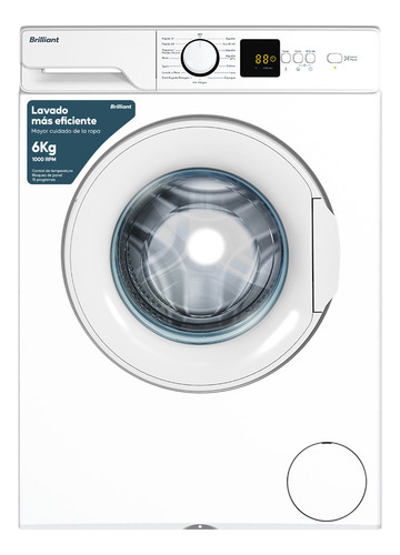 Lavarropas Brilliant Carga Frontal 6kg 15 Programas Blanco