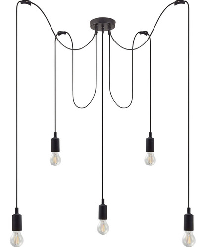 Colgante Metalico System Cinco Luces E27 Negro