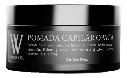 Pomada Opaca Para El Cabello Barberia Wayne & Co. X 100ml