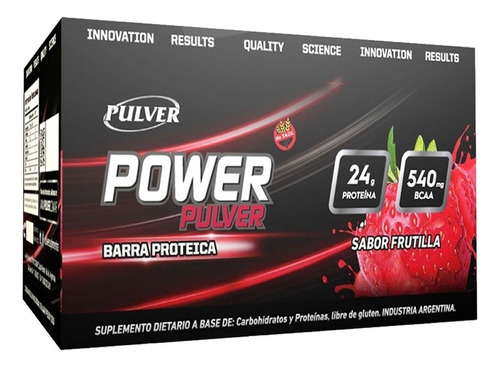 Power Bar X 12 Unidades Pulver Barras Proteicas Sin Tacc Sabor Frutilla