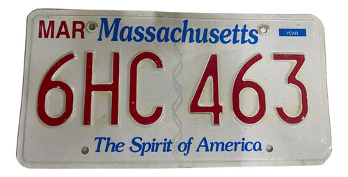 Massachusetts Original Placa Metálica Carro Usa Americana