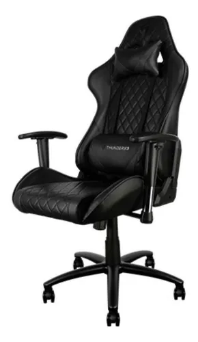 Silla de escritorio ThunderX3 TGC15 gamer ergonómica negra con tapizado de cuero sintético
