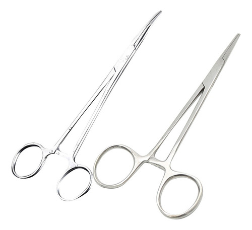 2 Pinzas De 18 Cm De Acero Inoxidable Hemostático Y Depilant