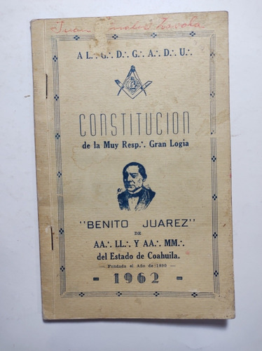 Constitución De La Muy Resp . '. Gran Logia  Benito Juárez  