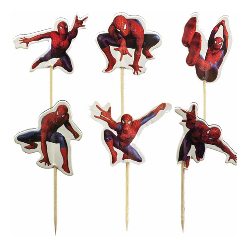 24pcs The Spiderman Cupcake Toppers Para Fiesta De Cumpleaño