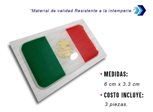 Calcomanias Bandera México Encapsulado 3 Piezas