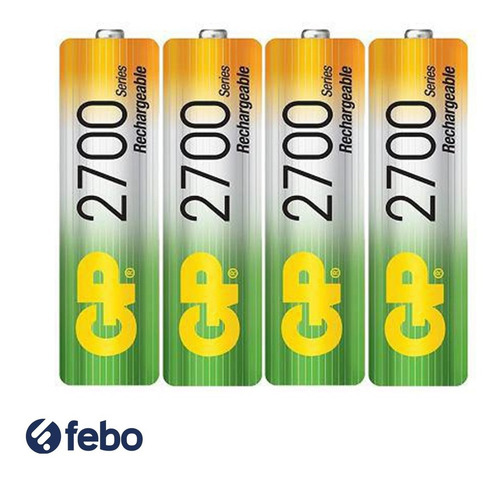 Imagen 2 de 3 de Pilas Recargables Gp Aa 2700mah Pack X4 Febo