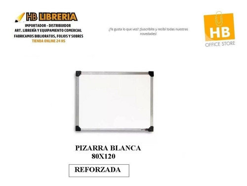 Pizarra Blanca 80x120 Cm Borde Punta Metal Reforzada 