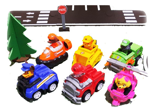 Espectacular Set 6 Vehiculos Paw Patrol + Pista C/accesorios