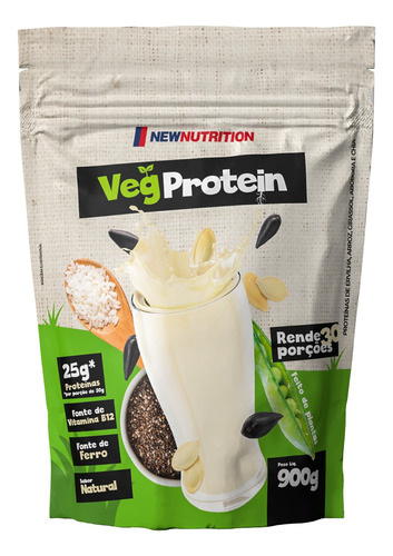 Pea Protein De Ervilha Arroz Girassol Chia Newnutrition 900g Sabor Natural