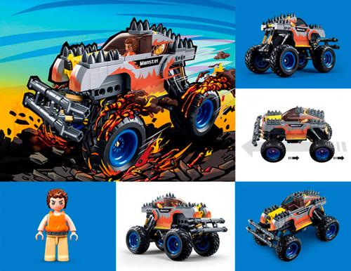 Bloques De Construcción Juguete Coche Monster Con Fricción