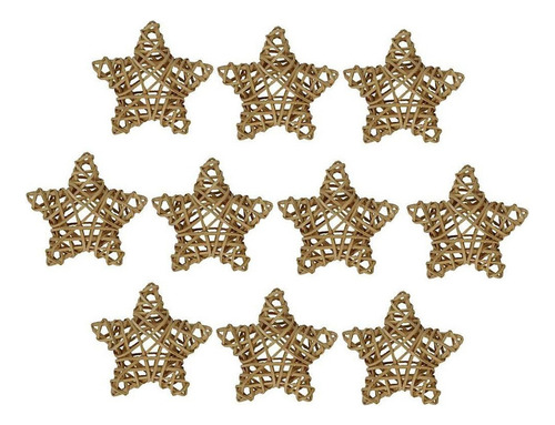 20 Piezas De Mimbre , Bolas De Ratán, Adornos De Estrellas,
