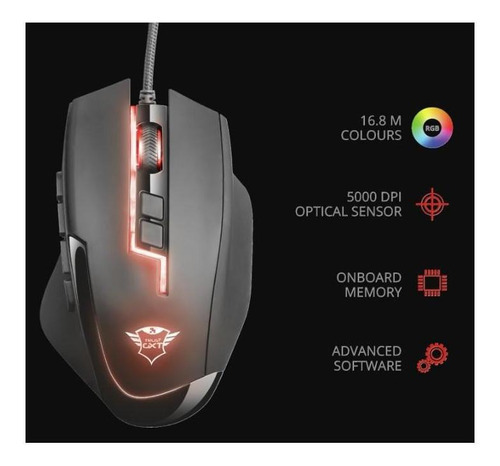 Mouse Gamer Trust T21726 Gxt 164 Sikanda Mmo 5000dpi Rgb