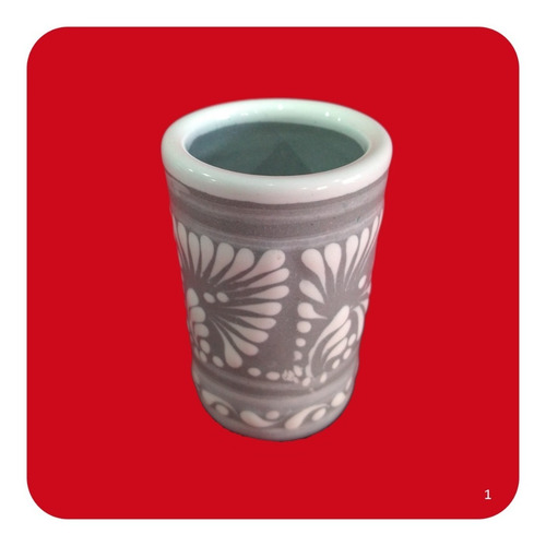 Imagen 5 de 6 de Set 60 Tequileros De Talavera Poblana Gris Blanco Shot 50 Ml