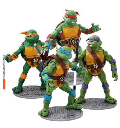 Tortugas Ninjas Figuras X4 Und Articuladas Juguete De Colecc