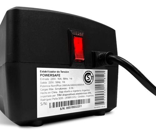 Estabilizador De Tension Trv Powersafe Av 6tomas/rj45/2000va