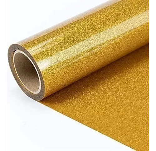 Rollo De 2 Mtr Vinil Textil Termotransferible Glitter Dorado