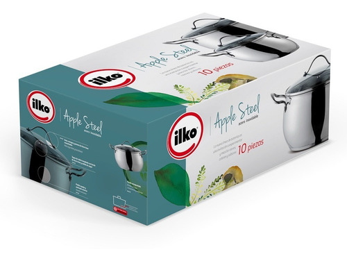 Imagen 5 de 10 de Batería Cocina Acero Inox Ilko 10 Pzas + 2 Utensilios Regalo