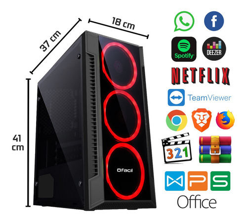 Imagem 4 de 5 de Pc Gamer Barato Completo Intel I5 8gb Ssd 240gb Monitor 21