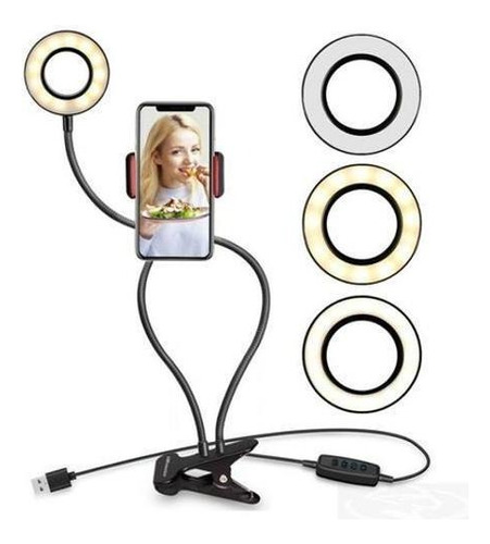 Ring Light De Mesa Iluminador Led Com Suporte Celular