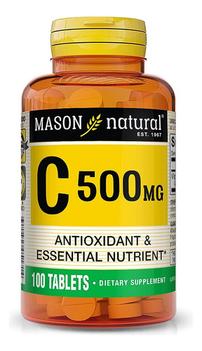 Mason Natural Vitamina C 500mg 100 Comp Salud Inmuno Eeuu Sin Sabor