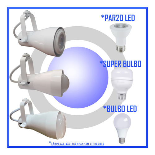 Imagem 2 de 6 de Kit 10 Spot Trilho Calha Perfilado Eletrocalha Led E27 Par20